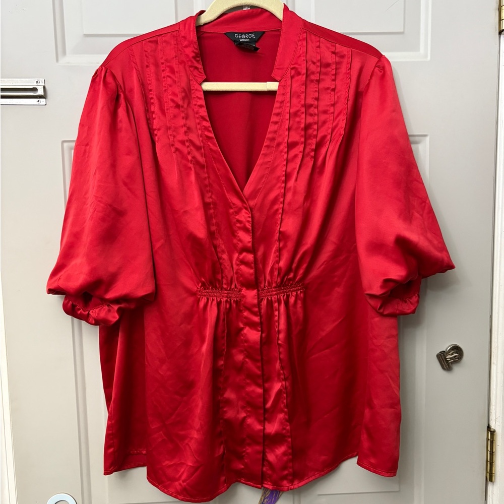 George Vibrant Red Satin Blouse